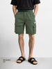 Men's Green Relaxed Fit Solid Utility Cargo Shorts