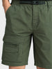 Men's Green Relaxed Fit Solid Utility Cargo Shorts
