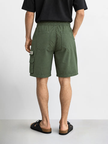 Men's Green Relaxed Fit Solid Utility Cargo Shorts