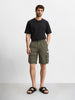 Men's Green Relaxed Fit Solid Utility Cargo Shorts
