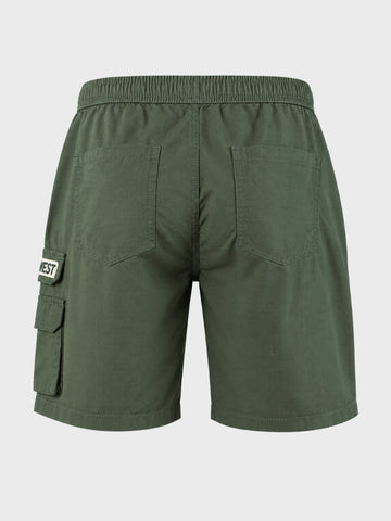 Men's Green Relaxed Fit Solid Utility Cargo Shorts