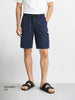Men's Navy Blue Relaxed Fit Solid Utility Cargo Shorts
