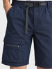 Men's Navy Blue Relaxed Fit Solid Utility Cargo Shorts