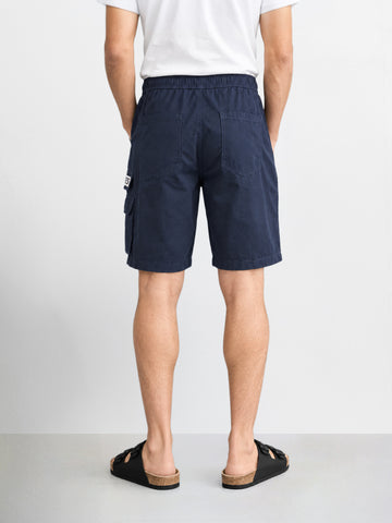 Men's Navy Blue Relaxed Fit Solid Utility Cargo Shorts