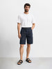 Men's Navy Blue Relaxed Fit Solid Utility Cargo Shorts