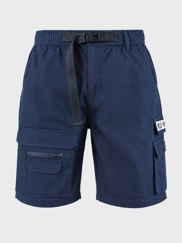 Men's Navy Blue Relaxed Fit Solid Utility Cargo Shorts