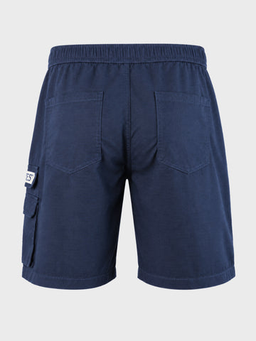 Men's Navy Blue Relaxed Fit Solid Utility Cargo Shorts