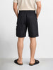 Men's Black Relaxed Fit Solid Utility Cargo Shorts
