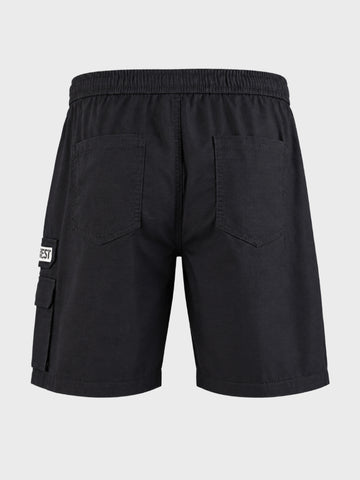 Men's Black Relaxed Fit Solid Utility Cargo Shorts