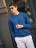 Men's Blue Slim Fit Solid Casual Sweater