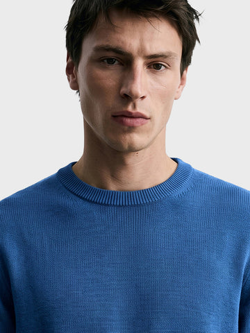 Men's Blue Slim Fit Solid Casual Sweater