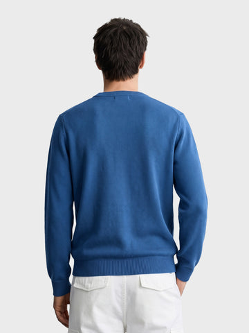 Men's Blue Slim Fit Solid Casual Sweater