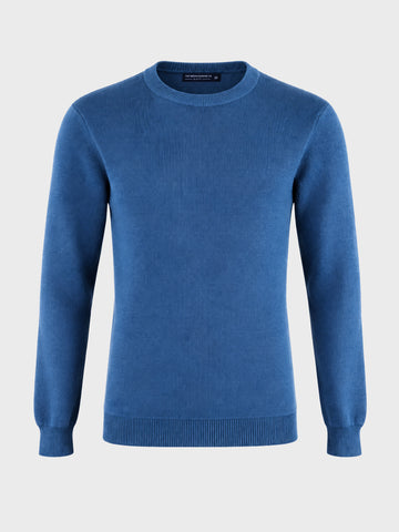 Men's Blue Slim Fit Solid Casual Sweater