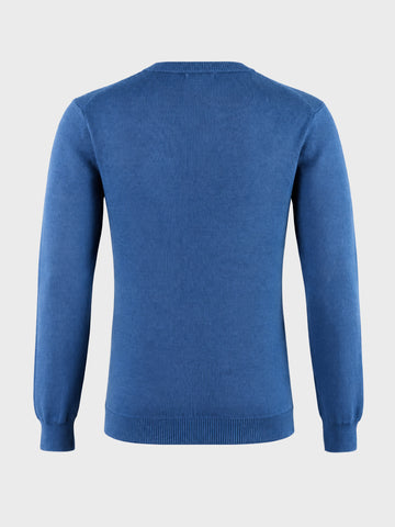 Men's Blue Slim Fit Solid Casual Sweater