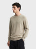 Men's Beige Slim Fit Solid Casual Sweater