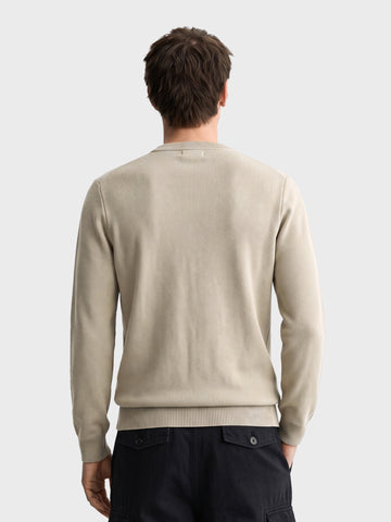 Men's Beige Slim Fit Solid Casual Sweater