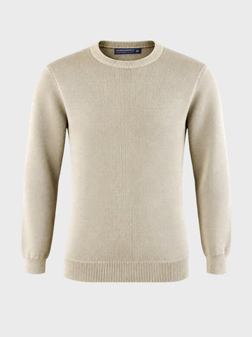 Men's Beige Slim Fit Solid Casual Sweater