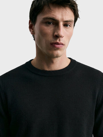 Men's Black Slim Fit Solid Casual Sweater