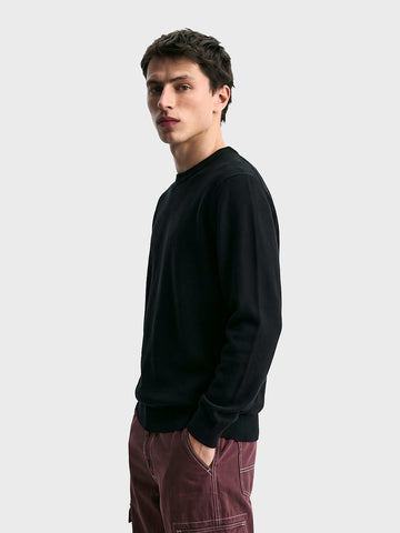 Men's Black Slim Fit Solid Casual Sweater