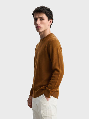 Men's Brown Slim Fit Solid Casual Sweater