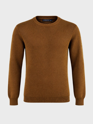 Men's Brown Slim Fit Solid Casual Sweater