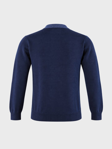 Men's Navy Blue Slim Fit Solid Casual Sweater