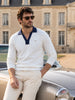 Men's Off White Slim Fit Solid Casual Sweater