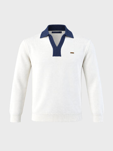 Men's Off White Slim Fit Solid Casual Sweater