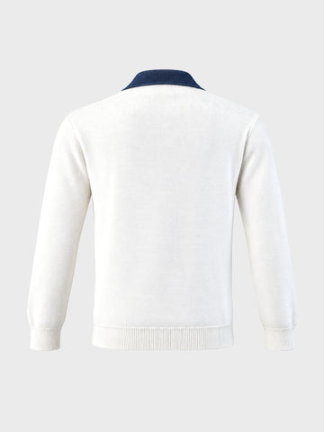 Men's Off White Slim Fit Solid Casual Sweater