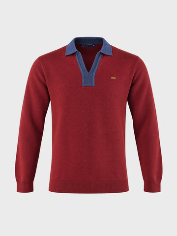 Men's Maroon Slim Fit Solid Casual Sweater