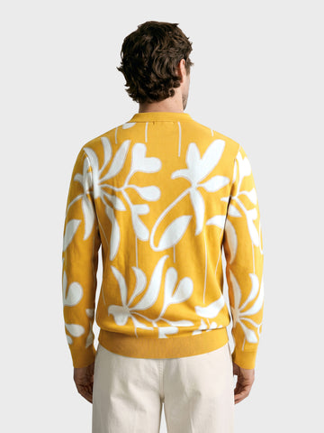 Men's Yellow Slim Fit Solid Casual Sweater