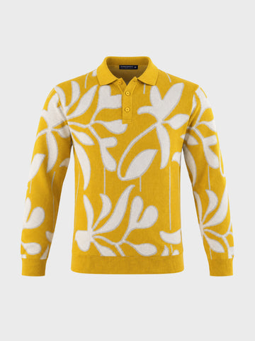 Men's Yellow Slim Fit Solid Casual Sweater