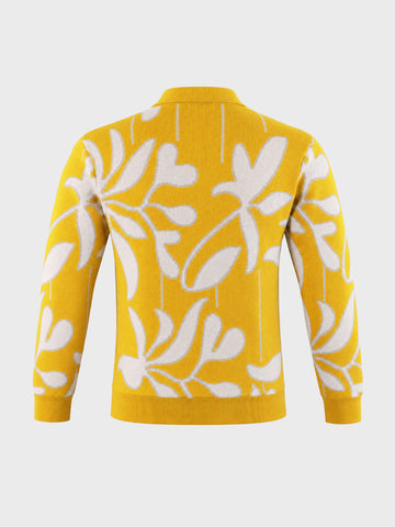 Men's Yellow Slim Fit Solid Casual Sweater