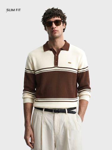 Men's Off White Slim Fit Solid Casual Sweater