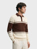 Men's Off White Slim Fit Solid Casual Sweater