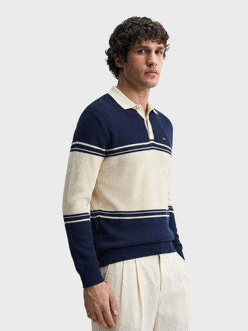 Men's Navy Blue Slim Fit Solid Casual Sweater