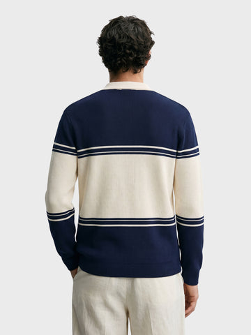 Men's Navy Blue Slim Fit Solid Casual Sweater