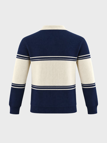 Men's Navy Blue Slim Fit Solid Casual Sweater