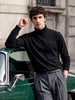 Men's Black Slim Fit Solid Casual Sweater