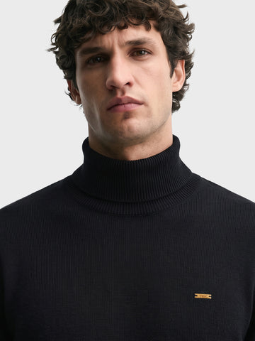 Men's Black Slim Fit Solid Casual Sweater
