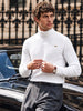 Men's White Slim Fit Solid Casual Sweater