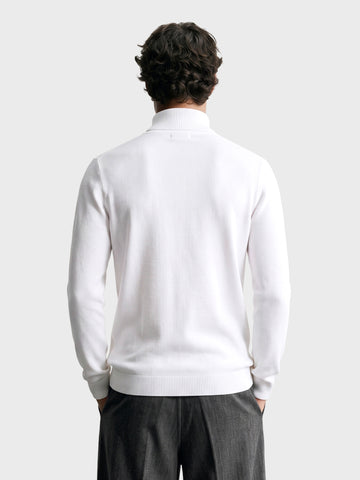 Men's White Slim Fit Solid Casual Sweater