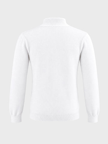 Men's White Slim Fit Solid Casual Sweater
