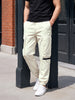 Men's Off White Relaxed Fit Solid Utility Cargo