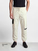 Men's Off White Relaxed Fit Solid Utility Cargo