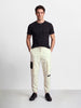 Men's Off White Relaxed Fit Solid Utility Cargo
