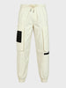 Men's Off White Relaxed Fit Solid Utility Cargo