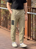Men's Khaki Relaxed Fit Solid Utility Cargo