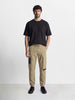 Men's Khaki Relaxed Fit Solid Utility Cargo