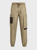 Men's Khaki Relaxed Fit Solid Utility Cargo